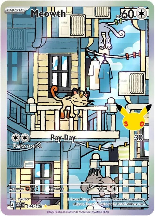 Meowth 144/128 IR - 30th Anniversary