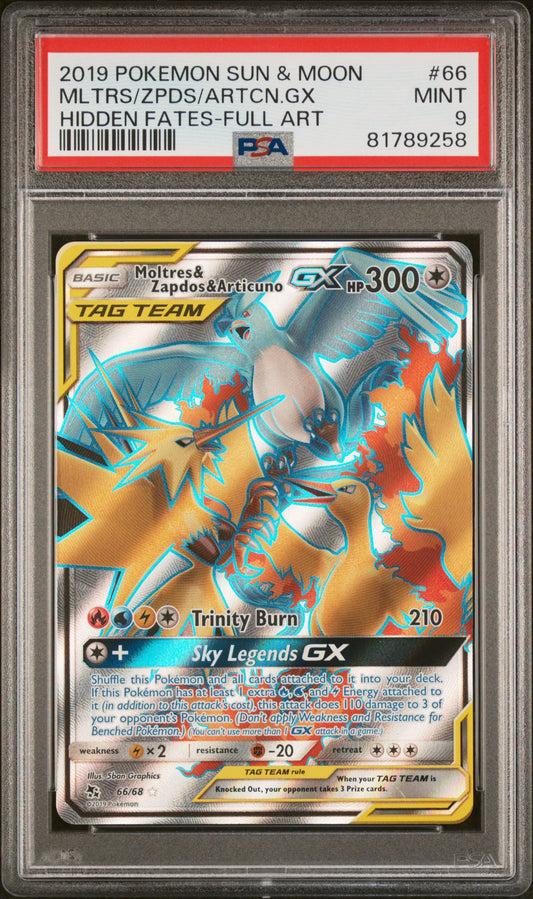 Moltres & Zapdos & Articuno GX | Hidden Fates | PSA 9